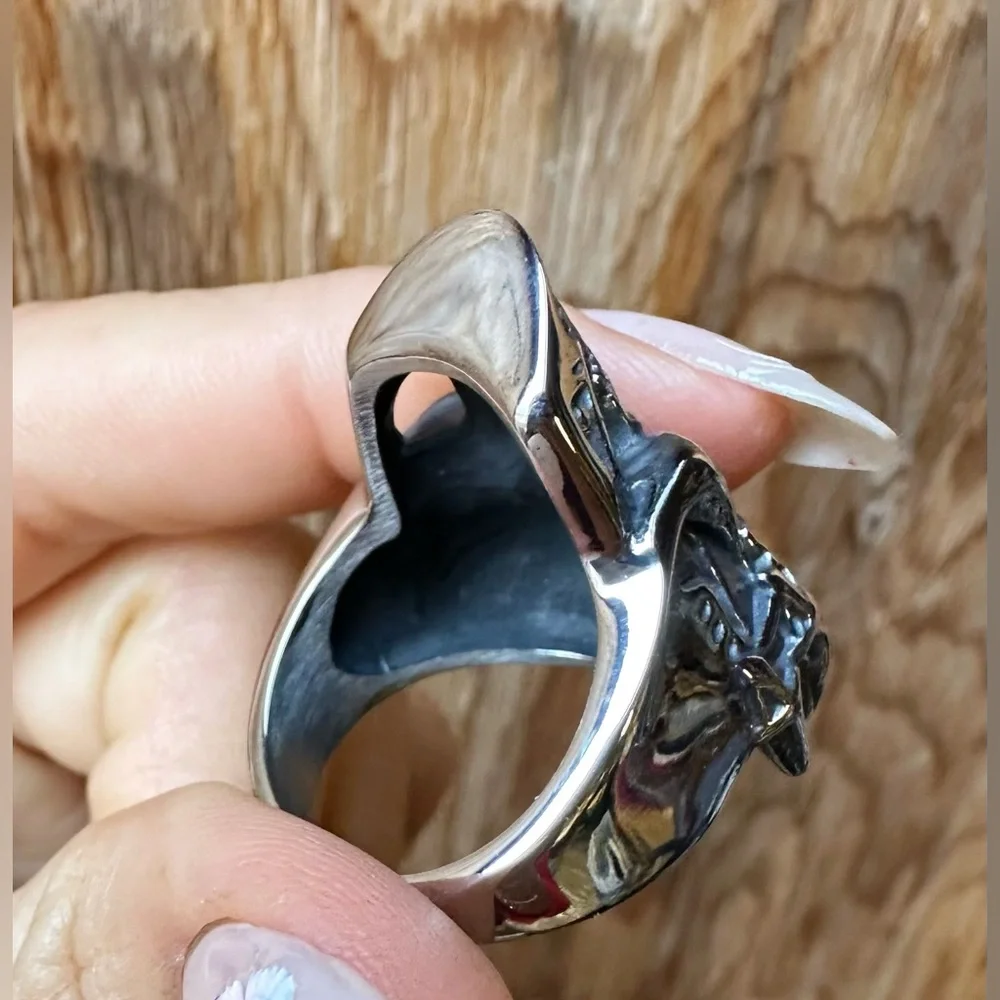 New Gothic Skull Crown Stainless Steel Men’s Ring Size 8
